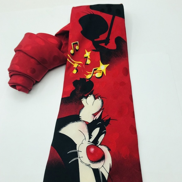 Looney Tunes Sylvester Tweety Mens Silk Tie 4×60″ - Picture 5 of 8